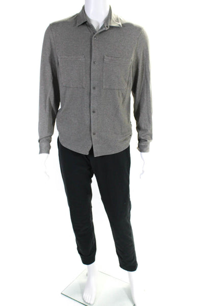 Lululemon Mens Collared Long Sleeves Button Down Pockets Shirt Gray Size 33 M Lo