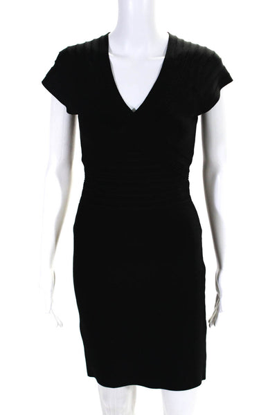 Herve Leger Women's V-Neck Sleeveless Bodycon Mini Party Dress Black Size S
