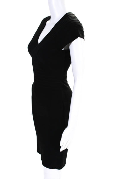 Herve Leger Women's V-Neck Sleeveless Bodycon Mini Party Dress Black Size S