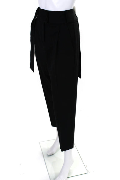 Maje Womens Hook Closure Pleated Front Belt Straight Leg Dress Pant Black Size 3