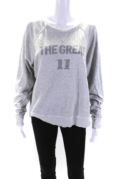 The Great Womens Long Sleeves Crew Neck Pullover Sweatshirt Gray Cotton Size 0