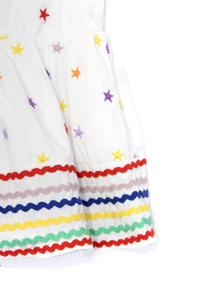 Stella McCartney Kids Girls Star Embroidered Ric Rac Dress White Cotton Size 4
