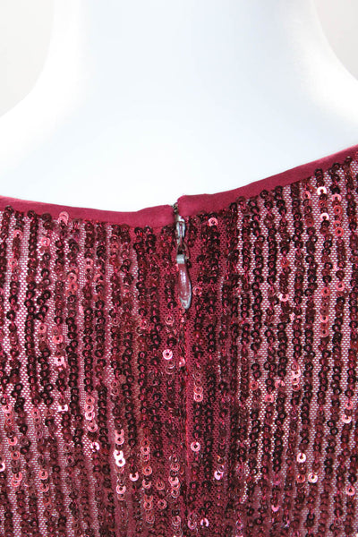 NAEEM KHAN Womens Sheer Sequin Mini Dress Red Size 6 12944664