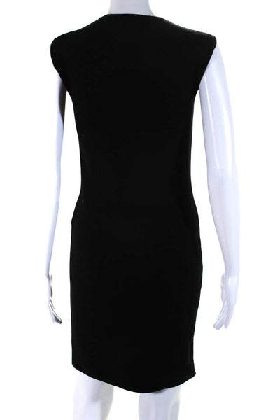 Emilio Pucci Womens Sleeveless Crew Neck Embroidered Sheath Dress Black Small