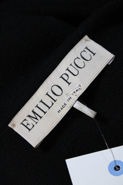 Emilio Pucci Womens Sleeveless Crew Neck Embroidered Sheath Dress Black Small