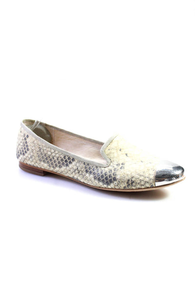 Sam Edelman Womens Leather Snakeskin Print Aster Loafers White Size 7.5 Medium