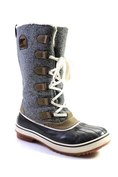 Sorel Womens Waterproof Faux Shearling Lined Lace Up Snow Boots Gray Size 8