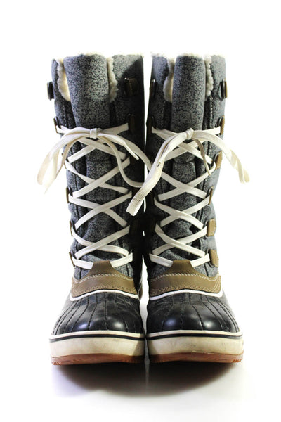 Sorel Womens Waterproof Faux Shearling Lined Lace Up Snow Boots Gray Size 8