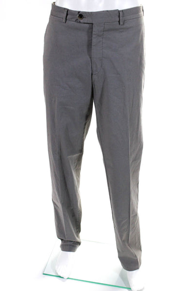 Canali Mens Mid Rise Straight Leg Casual Pants Gray Cotton Size 36