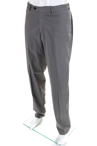 Canali Mens Mid Rise Straight Leg Casual Pants Gray Cotton Size 36