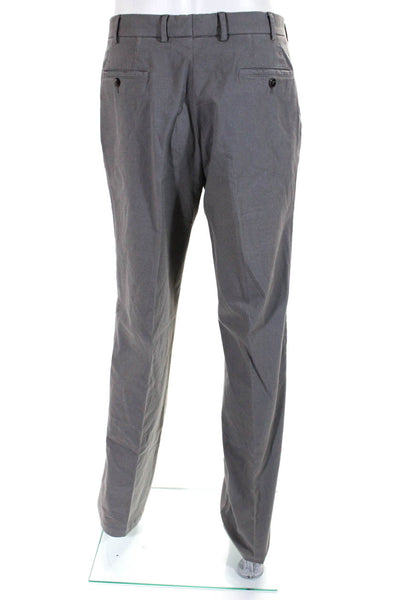 Canali Mens Mid Rise Straight Leg Casual Pants Gray Cotton Size 36