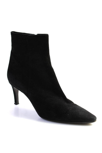 Enrico Antinori Womens Suede Pointed Toe Ankle Boots Black Size 38 8