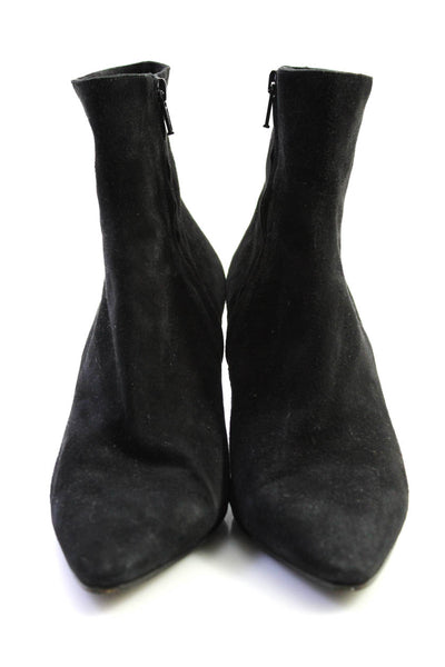 Enrico Antinori Womens Suede Pointed Toe Ankle Boots Black Size 38 8