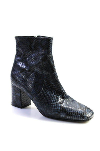 Dylan Skye Womens Snakeskin Zip Up Ankle Boots Blue Black Size 38 8