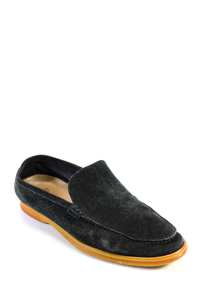 Loro Piana Mens Leather Suede Apron Toe Slip On Loafers Black Size 9.5US 42.5EU
