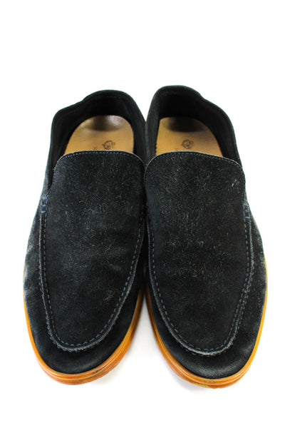 Loro Piana Mens Leather Suede Apron Toe Slip On Loafers Black Size 9.5US 42.5EU