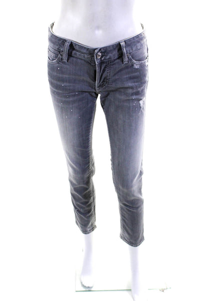 Dsquared2 Womens Spotted Print Buttoned Zipped Skinny Jeans Gray Size EUR38