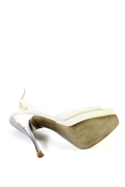 Donna Karan Womens Suede Open Toe Slingback Stiletto Heels Beige Size EUR37.5