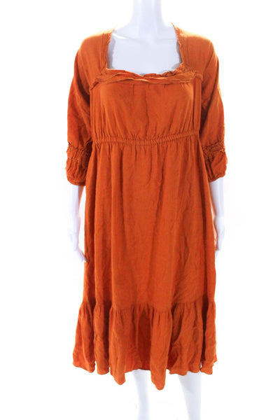 Nicholas Womens Pleated Prairie Dress Orange Size 2R 11301952