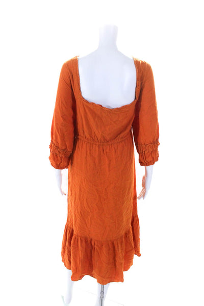 Nicholas Womens Pleated Prairie Dress Orange Size 2R 11301952