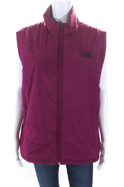 The North Face Womens Zip Quilted Collared Sleeveless Puffer Vest Pink Size XL