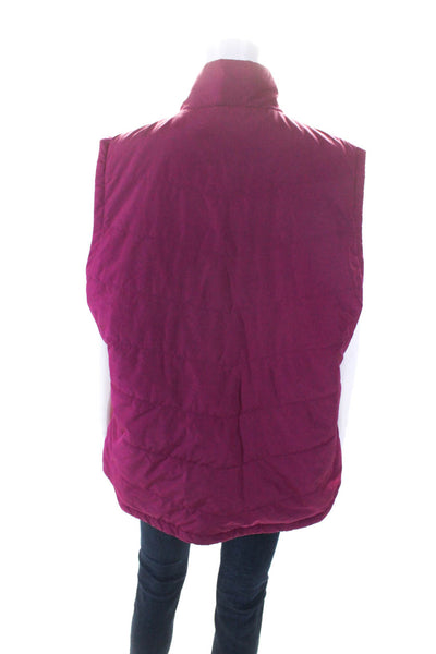 The North Face Womens Zip Quilted Collared Sleeveless Puffer Vest Pink Size XL