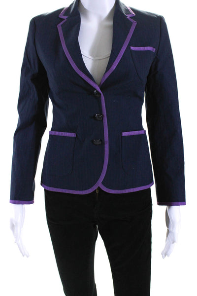 Brooks Brothers Women's Collared Long Sleeves Lined Blazer Blue Stipe Size 0