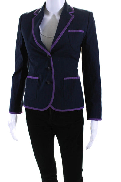 Brooks Brothers Women's Collared Long Sleeves Lined Blazer Blue Stipe Size 0