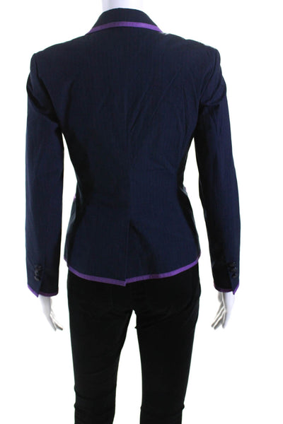 Brooks Brothers Women's Collared Long Sleeves Lined Blazer Blue Stipe Size 0