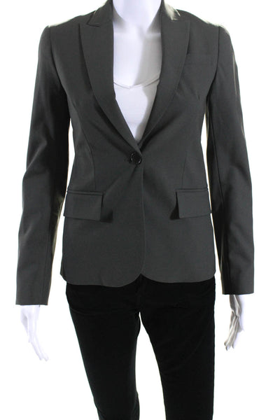 Theory Women's Long Sleeves Lined One Button Blazer Olive Green Size 00