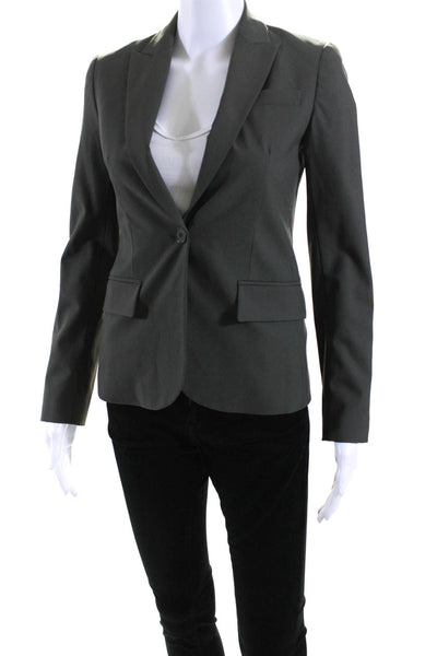 Theory Women's Long Sleeves Lined One Button Blazer Olive Green Size 00
