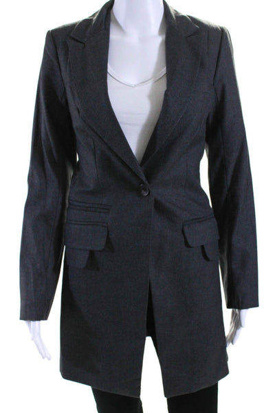 Beulah Women's Collared Long Sleeves Lined One Button Jacket Gray Size S