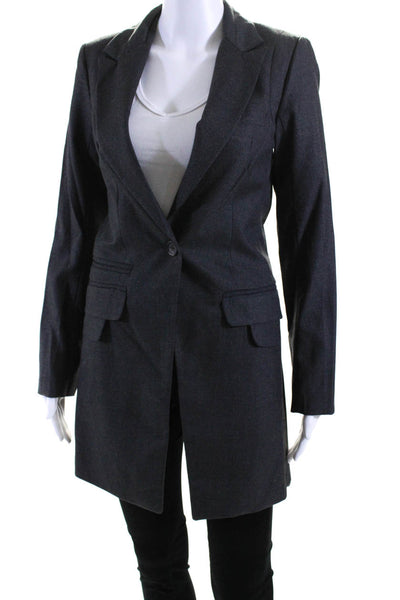 Beulah Women's Collared Long Sleeves Lined One Button Jacket Gray Size S