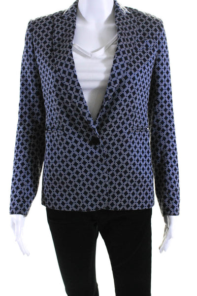 Theory Women's Collared Long Sleeves Pockets Line One Button Blazer Black Size 0
