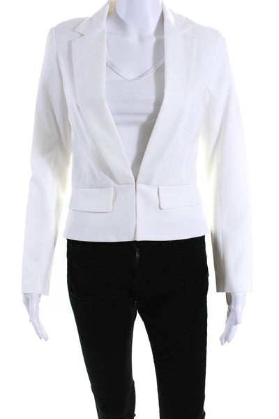 Trina Turk Women's Collared Long Sleeves Peplum  Blazer White Size 0