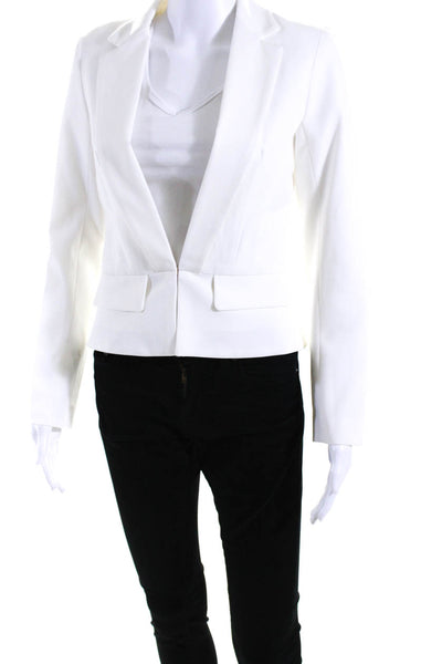 Trina Turk Women's Collared Long Sleeves Peplum  Blazer White Size 0