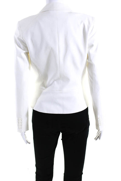 Trina Turk Women's Collared Long Sleeves Peplum  Blazer White Size 0