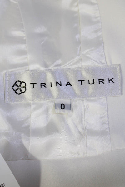 Trina Turk Women's Collared Long Sleeves Peplum  Blazer White Size 0