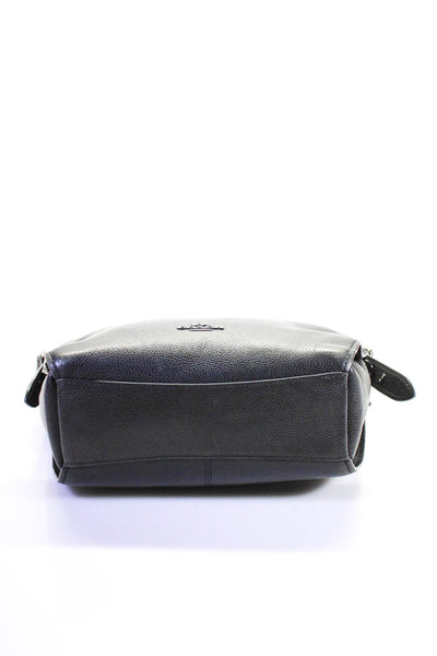 Coach Womens Black Leather Textured Zip Satchel Shoulder Bag Handbag