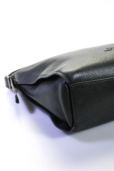 Coach Womens Black Leather Textured Zip Satchel Shoulder Bag Handbag