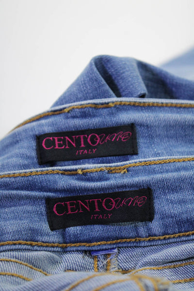 Cento Uno Womens Blue Floral Fly Button High Rise Straight Jeans Size 29 Lot 2