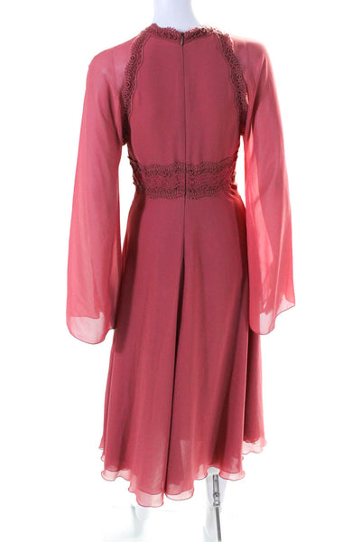 Giamba Womens Pink Lace Long Sleeve V-Neck Dress Pink Size 38R 12598607