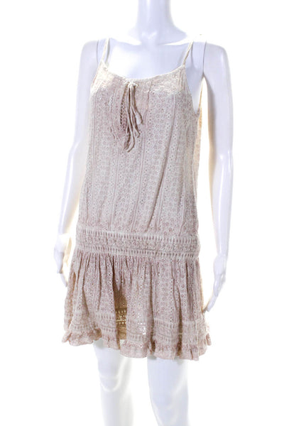 Surf Gypsy Womens Embroidered Eyelet Elastic Drop Waist Dress Pink Size Small