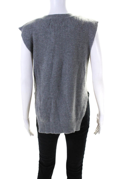 JOA Los Angeles Womens Knit Bow Applique Sleeveless Crew Neck Sweater Gray Small