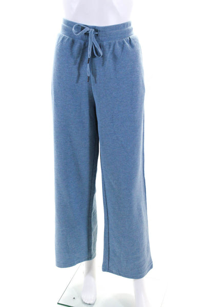 Running Bare Womens Cotton Blend Stretch Waist Thermal Sweatpants Blue Size 6/8