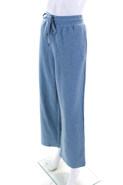 Running Bare Womens Cotton Blend Stretch Waist Thermal Sweatpants Blue Size 6/8