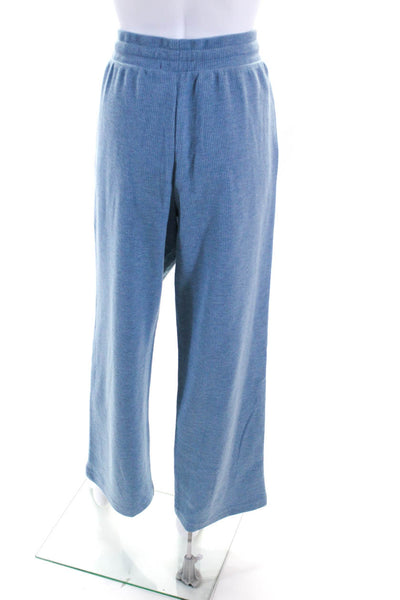 Running Bare Womens Cotton Blend Stretch Waist Thermal Sweatpants Blue Size 6/8