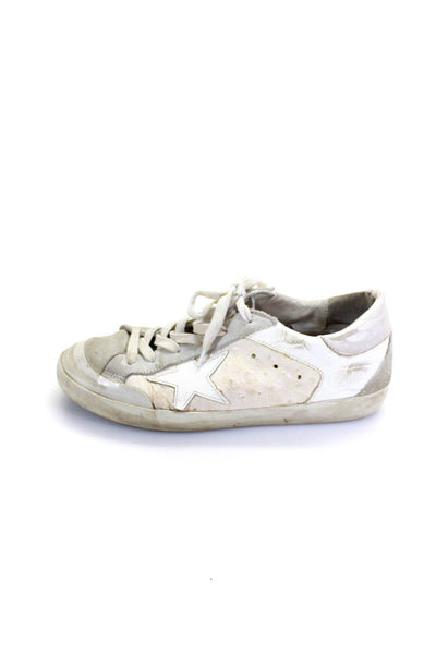Golden Goose Womens White Leather Distress Superstar Sneakers Shoes Size 8