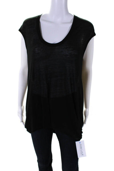 Helmut Lang Womens Sleeveless Scoop Neck Draped Lightweight Top Black Medium