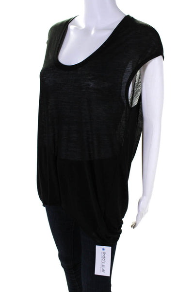 Helmut Lang Womens Sleeveless Scoop Neck Draped Lightweight Top Black Medium